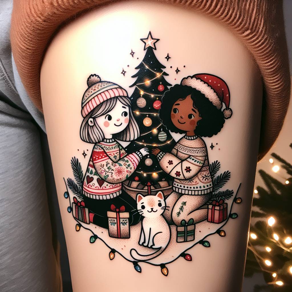 4) Christmas AI Generated Card - Tattoo, and Girlfriend (9d82d)