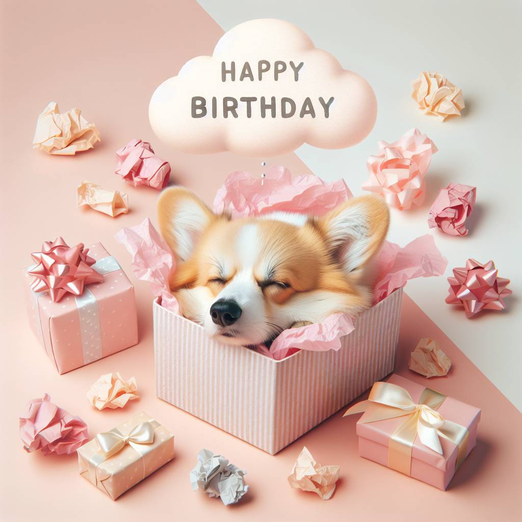 3) Birthday AI Generated Card - Pembroke Welsh Corgi   (847e5)