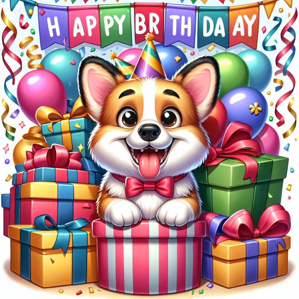 2) Birthday AI Generated Card - Pembroke Welsh Corgi   (0513d)