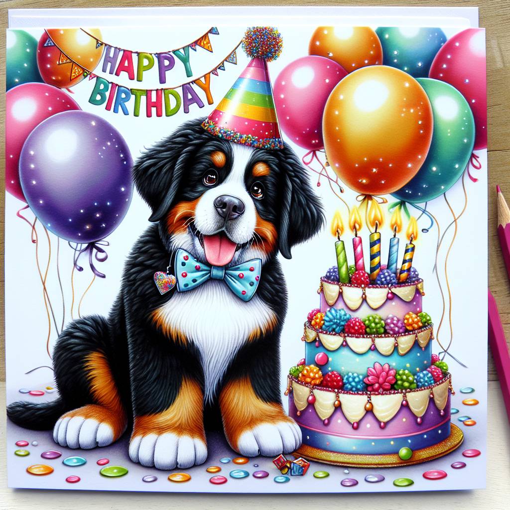 1) Birthday AI Generated Card - Bernese Mountain Dog   (331a6)