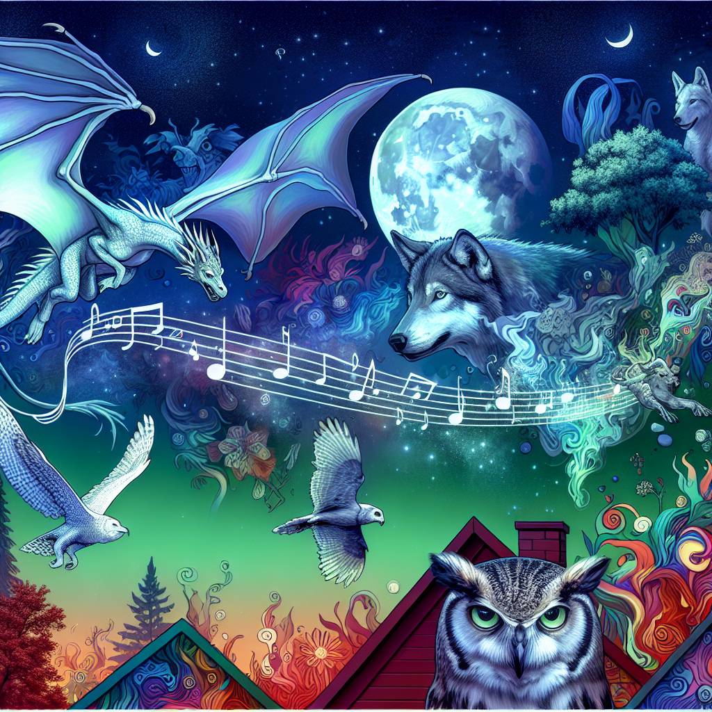 2) Birthday AI Generated Card - 60th birthday, Fantasy art, Dragons and wolves, Barn owls, and 50s rock and roll (02353)