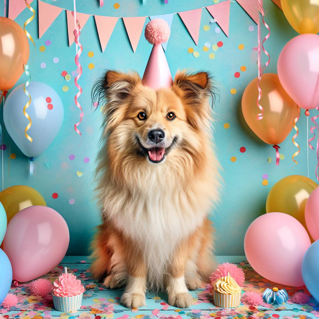 1) Birthday AI Generated Card - Ginger Romanian rescue dog (1885a)