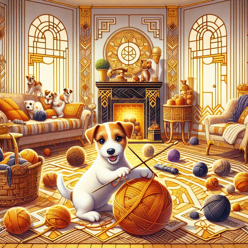 1) Birthday AI Generated Card - Knitting, Embroidery , Art deco, and Jack russles  (c7f5d)