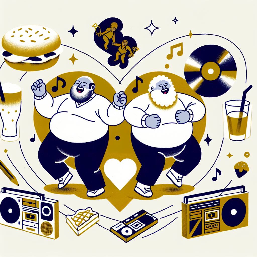 2) Birthday AI Generated Card - Chubby white bearded guy singing , Chubby white woman singing , Online Love, Wrestling belts , 90’s music, Biscuits and gravy , and McDonalds  (95868)