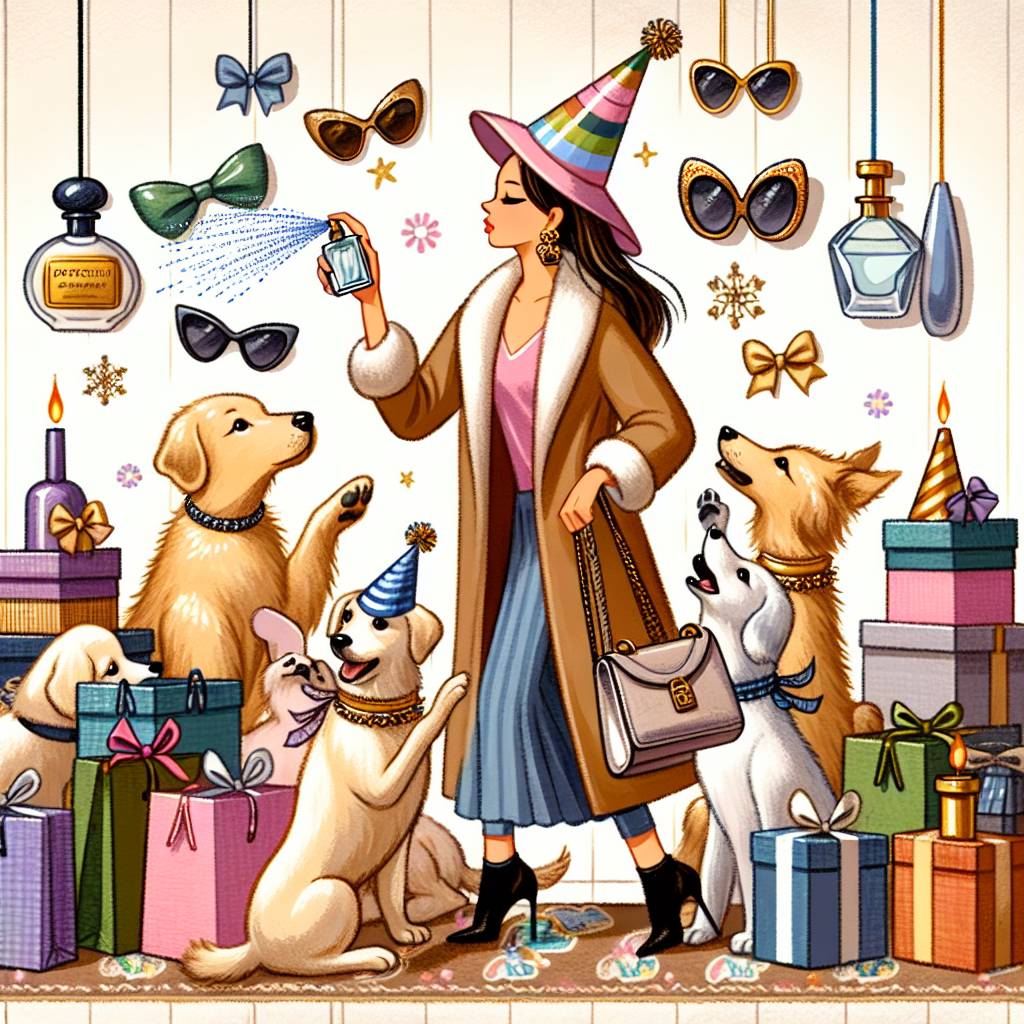 2) Birthday AI Generated Card - Fashion, Perfume, and Dogs (26f78)