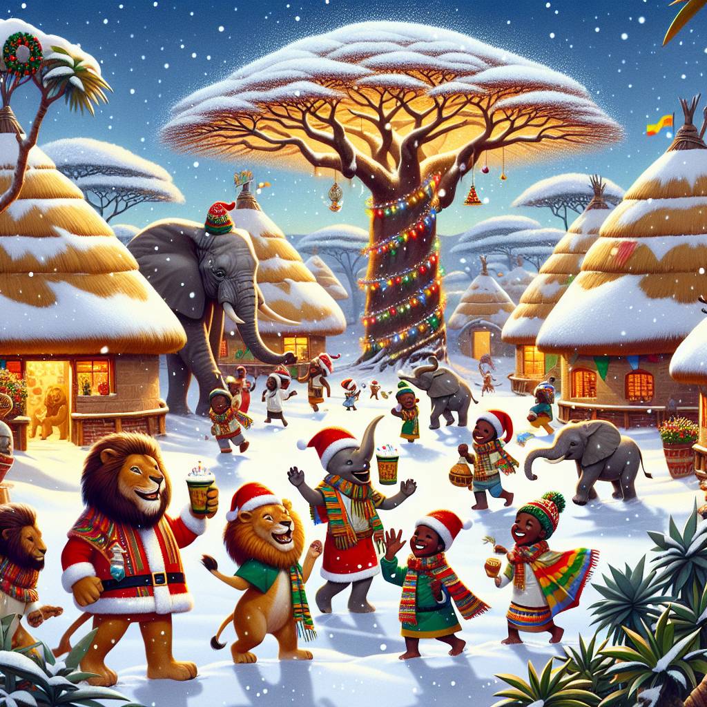 4) Christmas AI Generated Card - Africa, snow, xmas, happy (0d326)