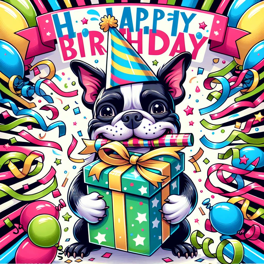 3) Birthday AI Generated Card - Boston Terrier   (f2f53)