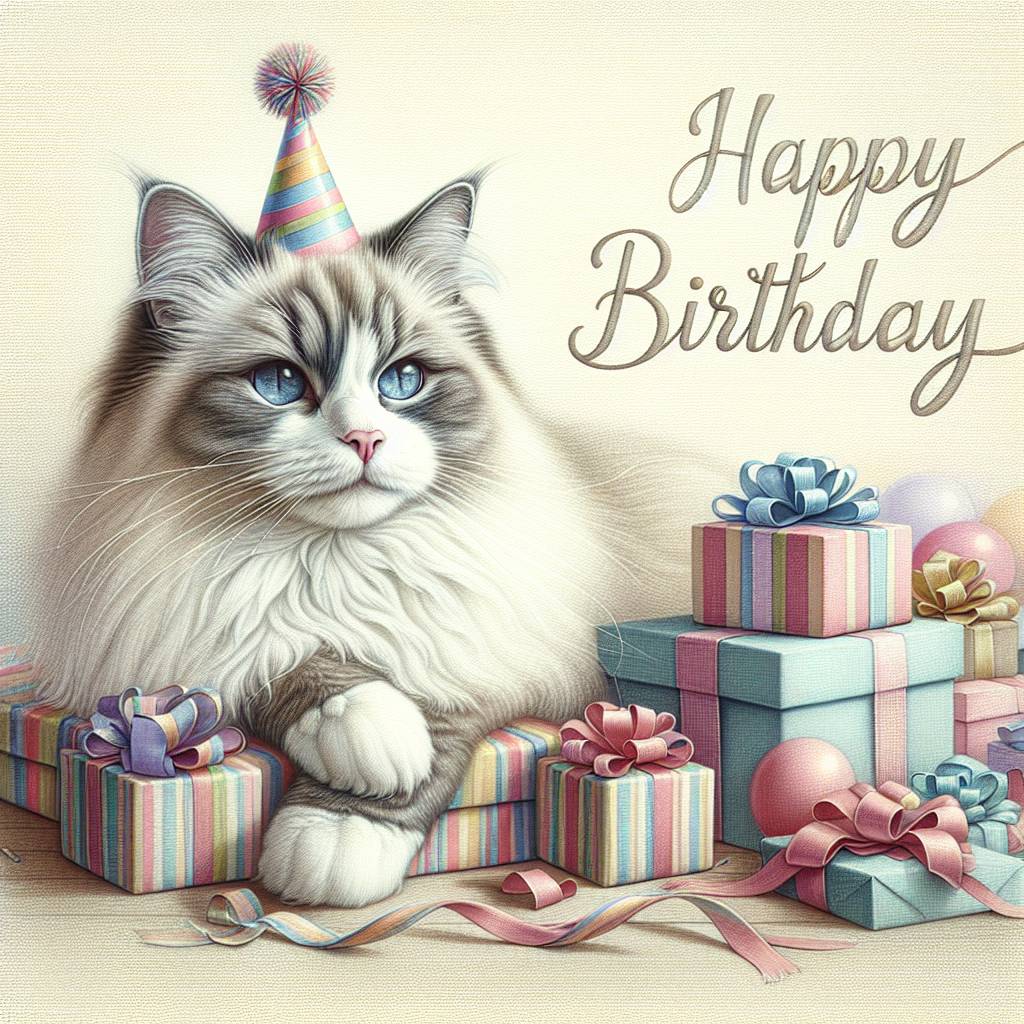 2) Birthday AI Generated Card - Ragdoll Birthday Cards (0c684)