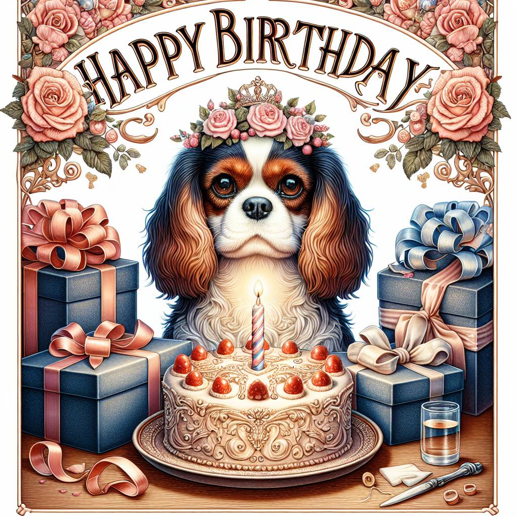 2) Birthday AI Generated Card - Cavalier King Charles Spaniel   (76239)