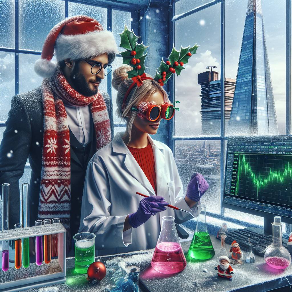 3) Christmas AI Generated Card - Female scientist, Male forex trader, and London (1ddb5)
