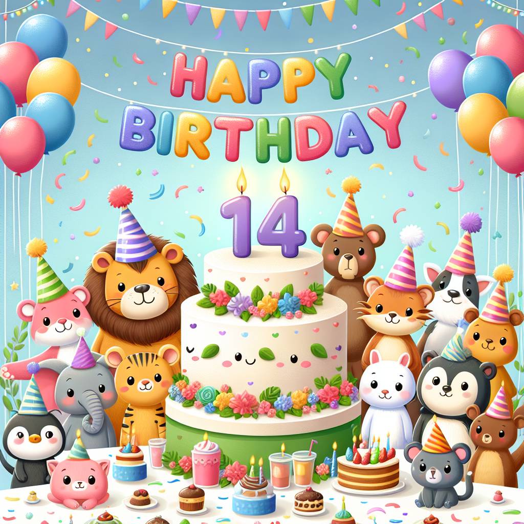 1) Birthday AI Generated Card - 14th kids   (53727)