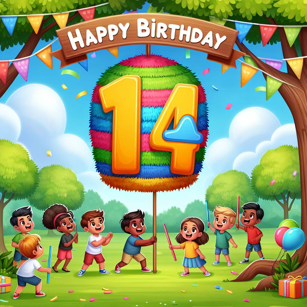 2) Birthday AI Generated Card - 14th kids   (05835)