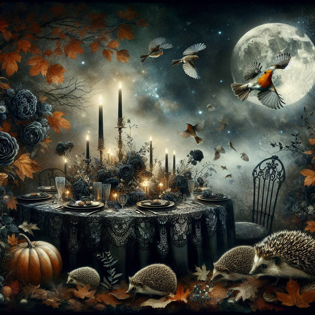 1) Birthday AI Generated Card - Robins, Florence and the machine, The moon, Gothic, Nighttime , Hedgehogs , Autumn, and Nature (8b53f)