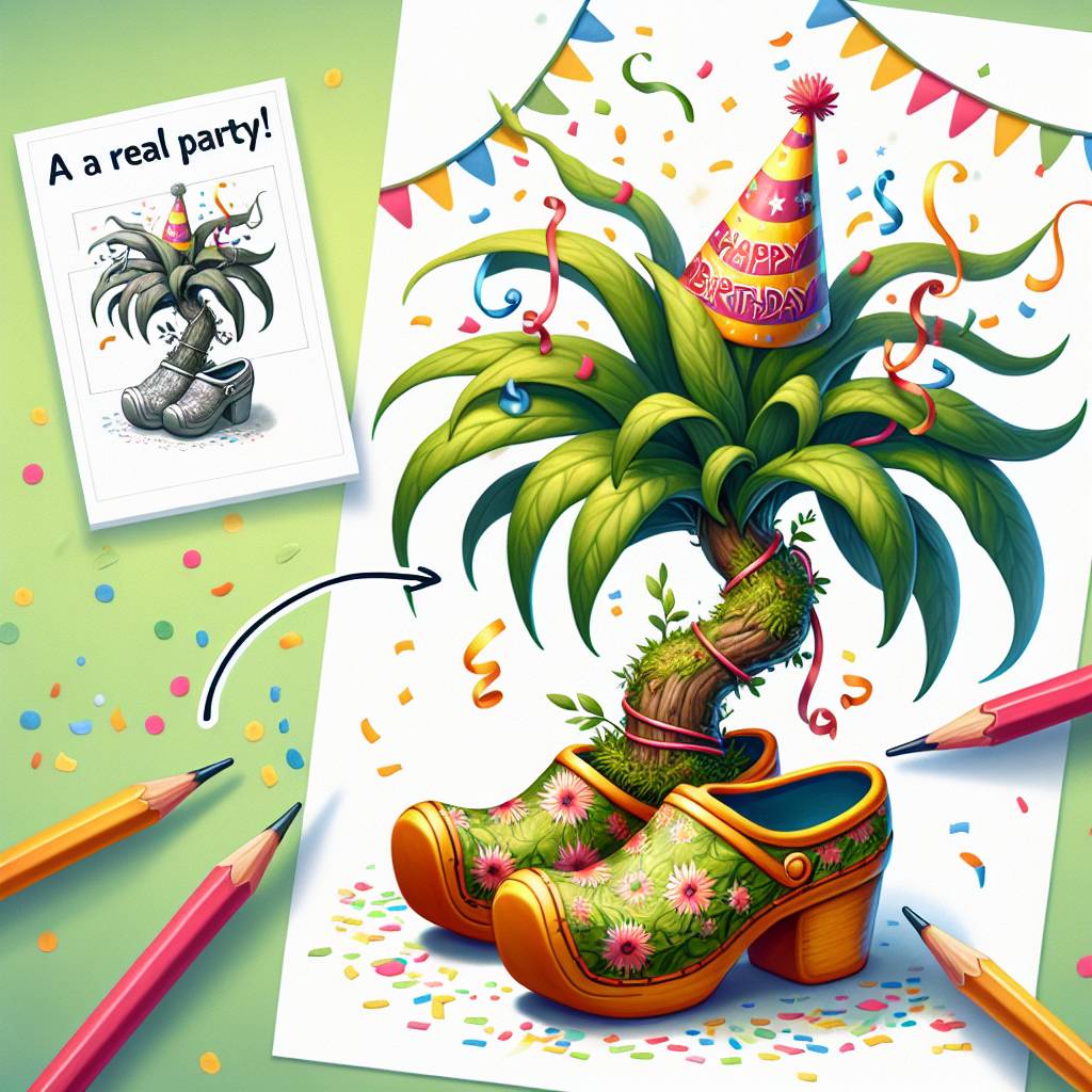 2) Birthday AI Generated Card - Crocs, and Weed (9d8e8)