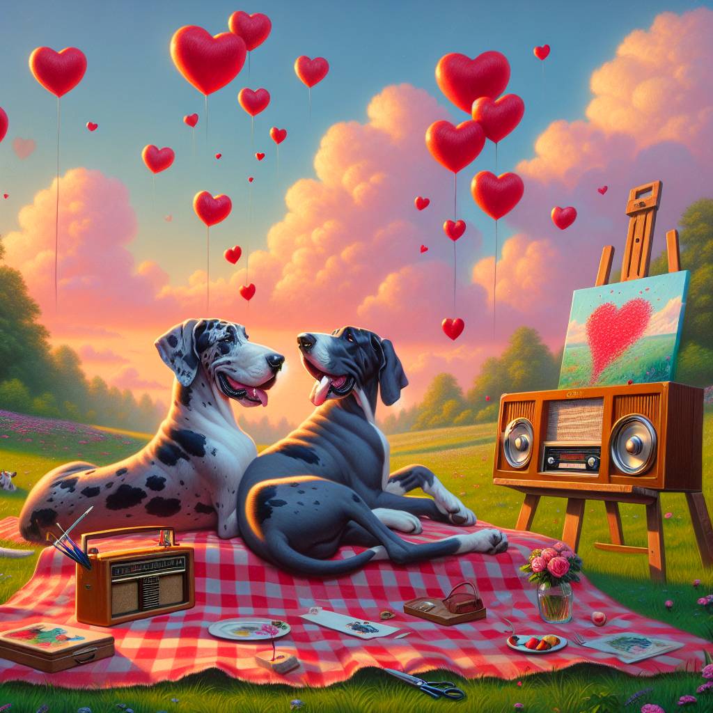 2) Valentines-day AI Generated Card - Great Danes, Country Music, Painting (34786)