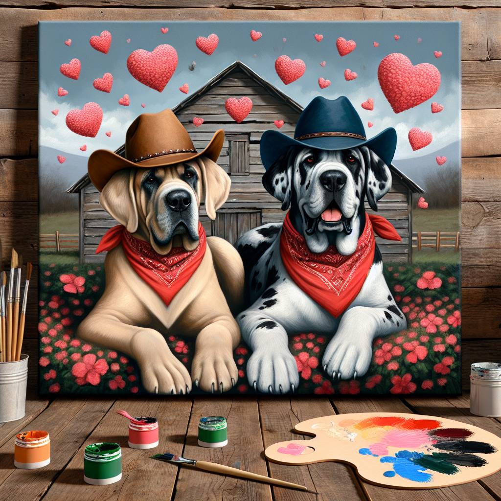 1) Valentines-day AI Generated Card - Great Danes, Country Music, Painting (fb1fa)