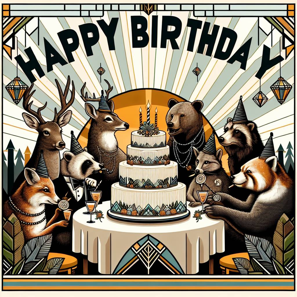 1) Birthday AI Generated Card - art deco   (53396)