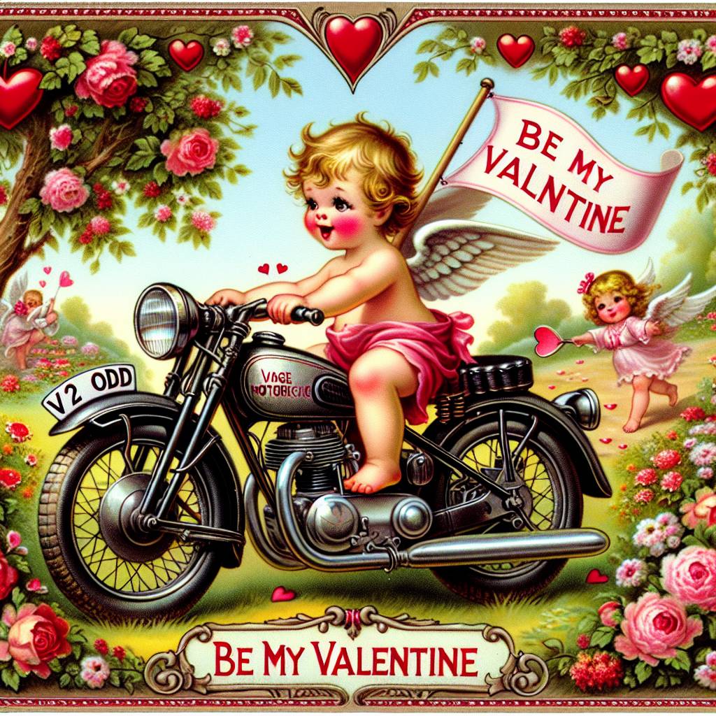 2) Valentines-day AI Generated Card - Harley Davidson motorbike registration V2 ODD (585b1)