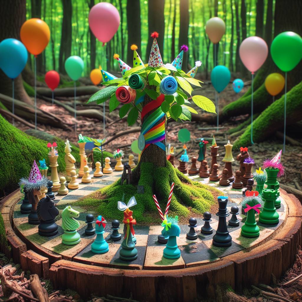 1) Birthday AI Generated Card - Trees, and Chess (3d0b4)