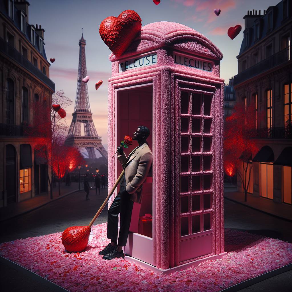 2) Valentines-day AI Generated Card - Doctor Who, Paris, Pink Tardis, and Hearts (ac9a0)