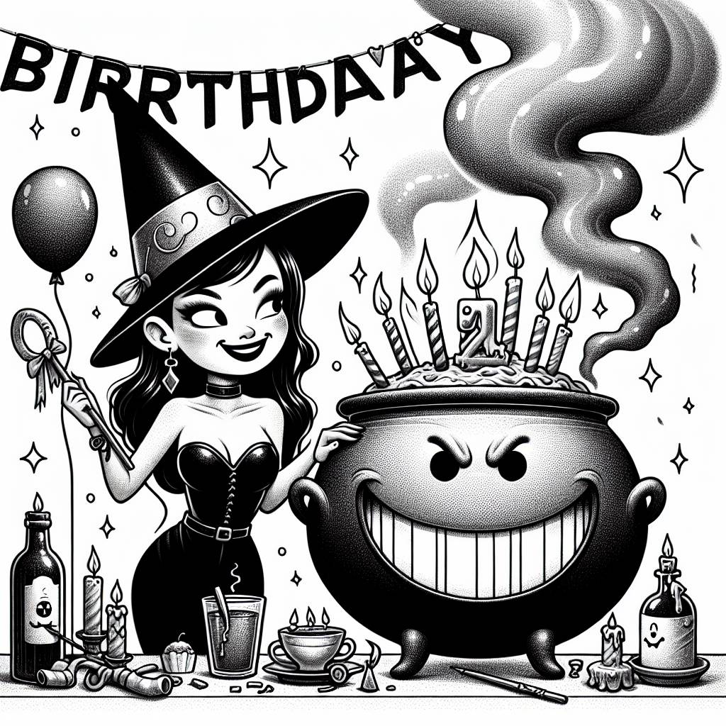 1) Birthday AI Generated Card - Witch, Sex, and Tea (40d1b)