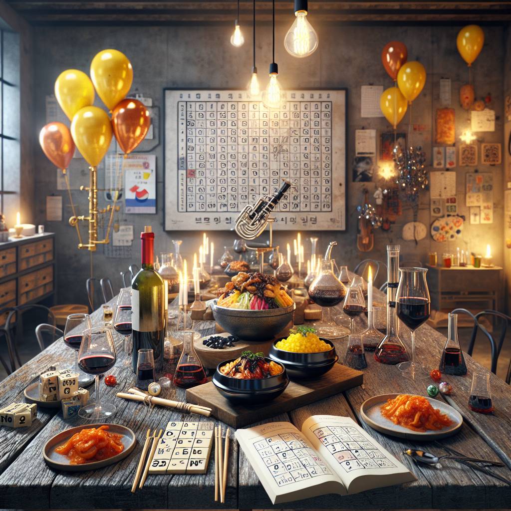 1) Birthday AI Generated Card - Themes: Korean food, Red wine, Sudoku, Magikarp, Clarinet, and Chemistry (3ee28)