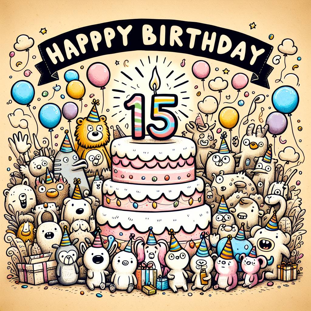 1) Birthday AI Generated Card - 15th kids   (a63f3)