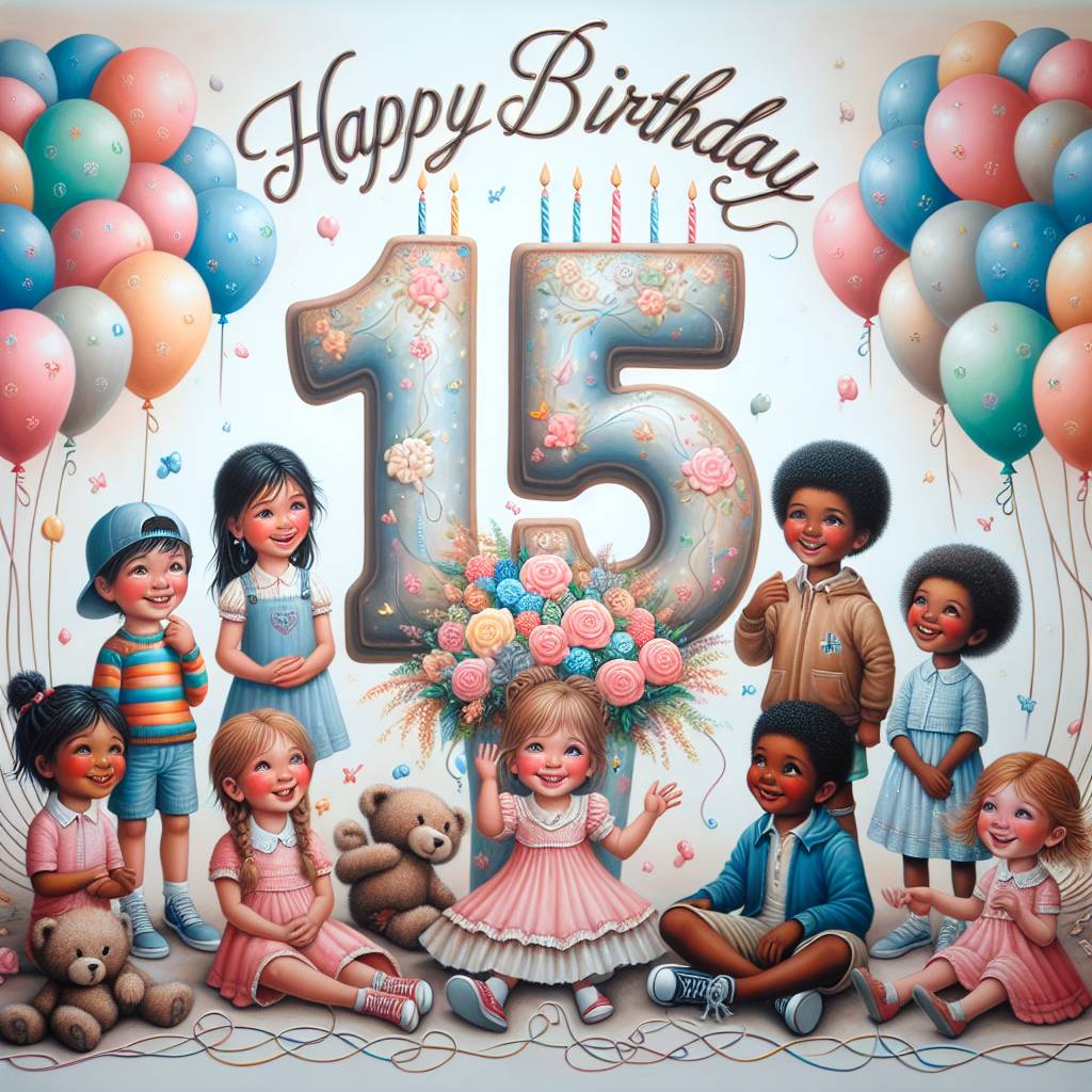 2) Birthday AI Generated Card - 15th kids   (ca355)