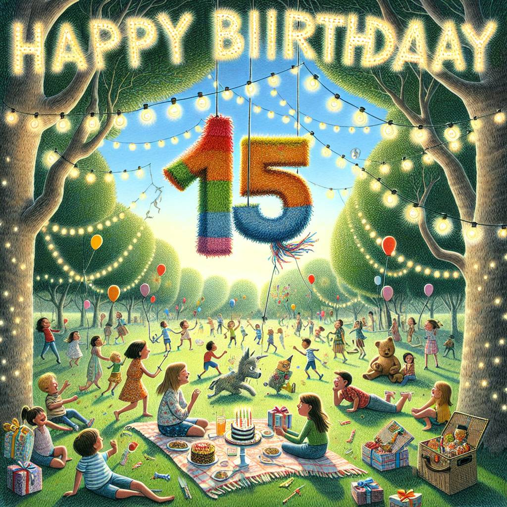 4) Birthday AI Generated Card - 15th kids   (35e0c)