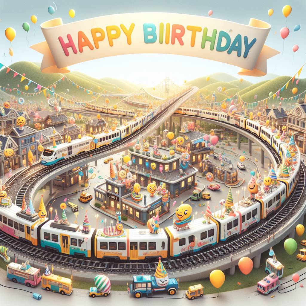1) Birthday AI Generated Card - Trains and buses (a22ab)