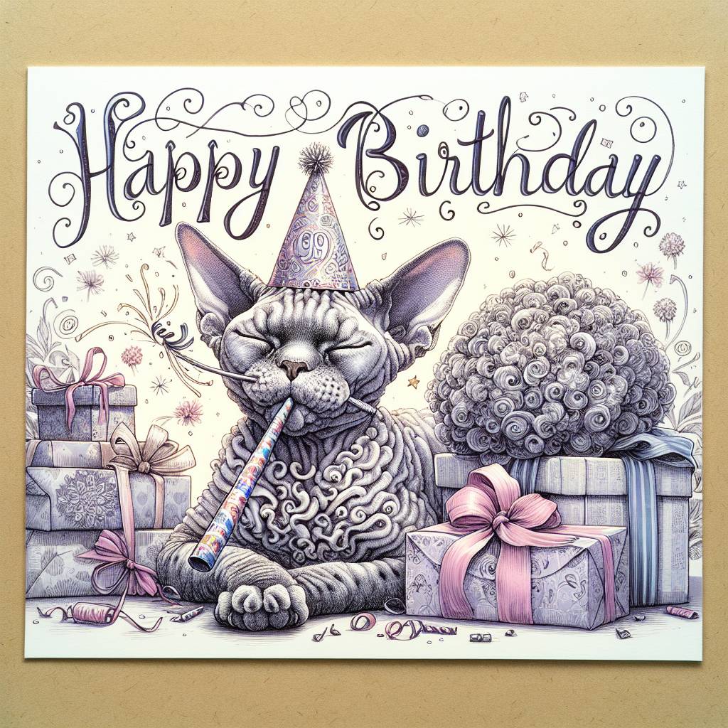 3) Birthday AI Generated Card - Devon Rex Birthday Cards (fad68)