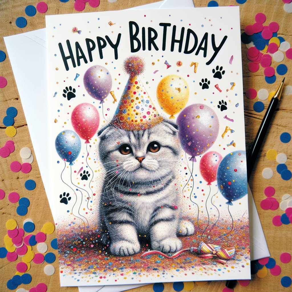 1) Birthday AI Generated Card - Scottish Fold Birthday Cards (04665)