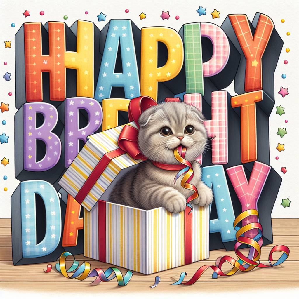 2) Birthday AI Generated Card - Scottish Fold Birthday Cards (c24d5)