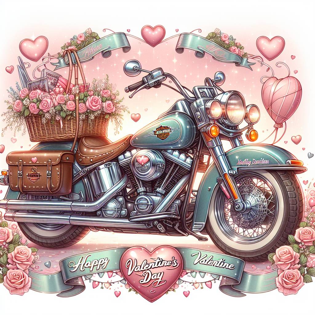 2) Valentines-day AI Generated Card - Harley Davidson motorbike registration V2 ODD (27b88)