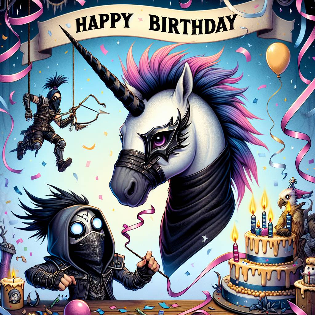 1) Birthday AI Generated Card - Korn, Batman, Emo, Punk, Spiderman, and Hunter from The owl House (74f34)