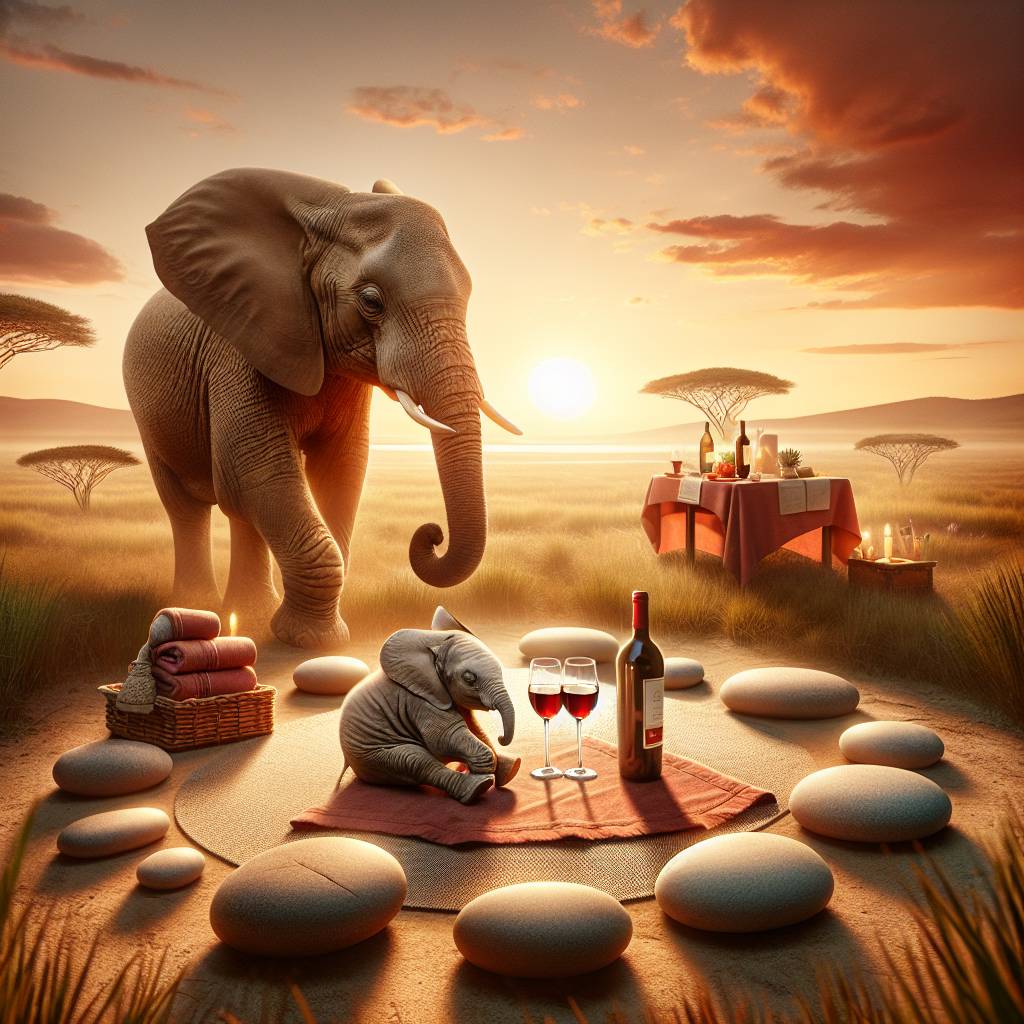 1) Mothers-day AI Generated Card - Elephants, Wine, and Reflexology (53790)