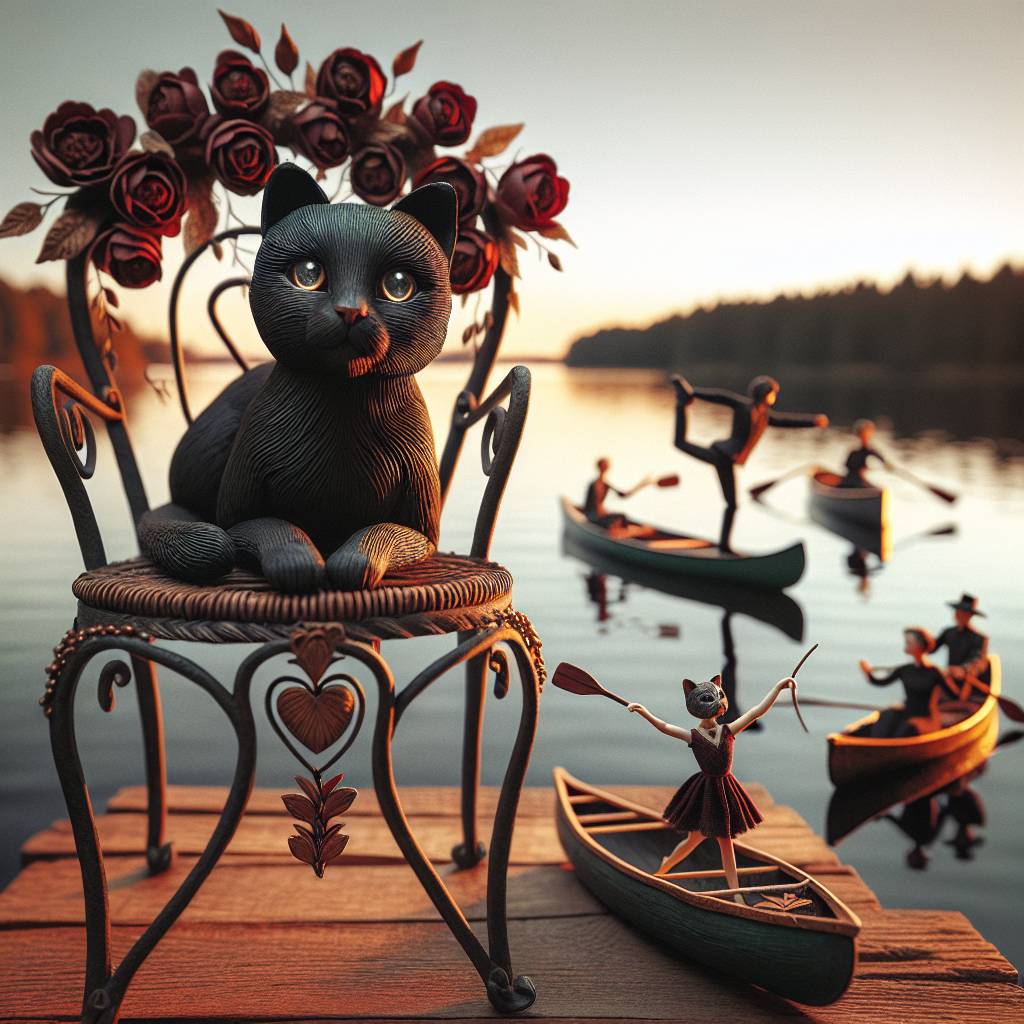 2) Valentines-day AI Generated Card - Black cat, Chairs, Kayaking, and Tap dancing (fbd7d)