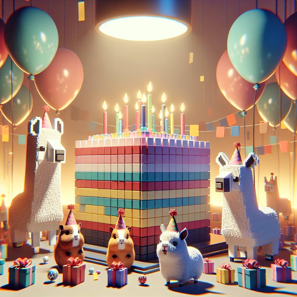2) Birthday AI Generated Card - Llamas, Guinea pigs, and Minecraft (bc5a6)