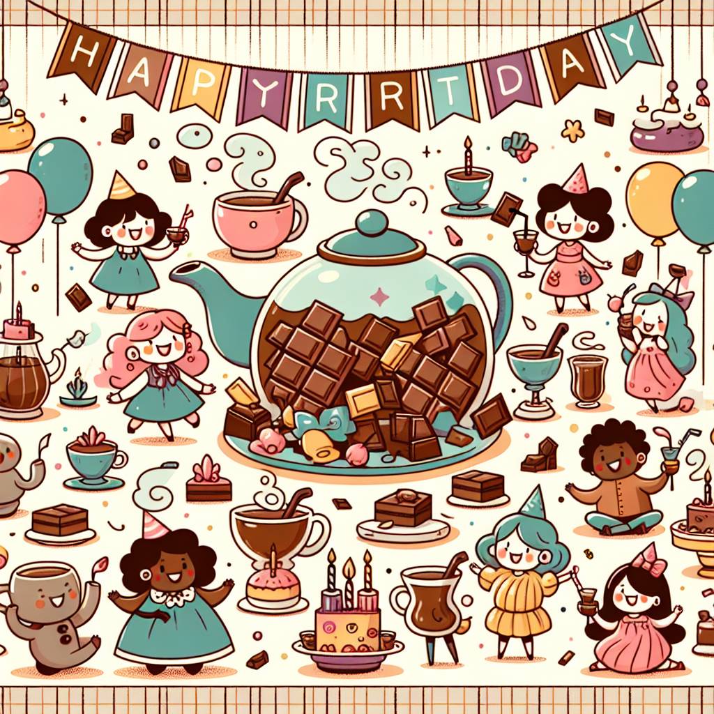 2) Birthday AI Generated Card - Chocolate cocktails tea  (9981d)