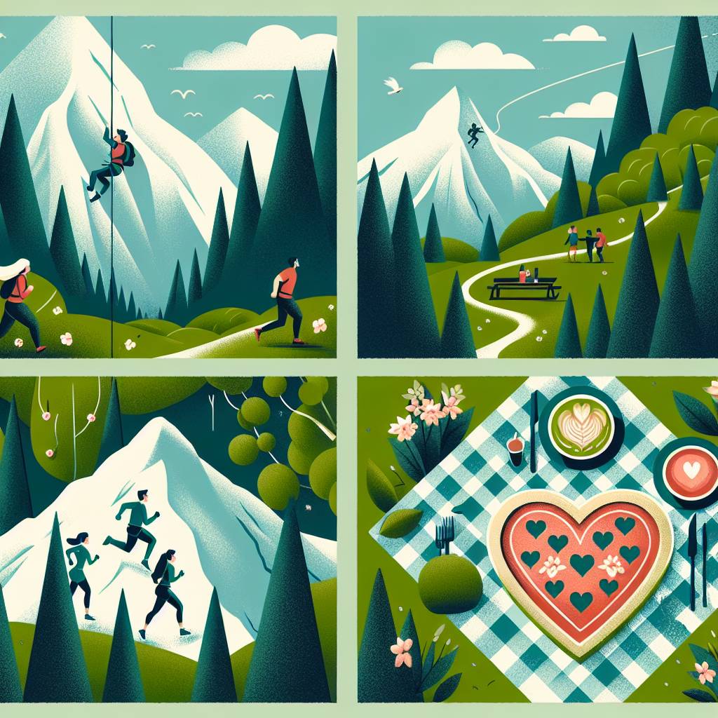 1) Valentines-day AI Generated Card - Mountains and forest, rock climbing, trail running, pizza heart (049b2)