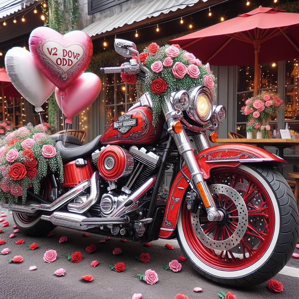 1) Valentines-day AI Generated Card - Harley Davidson motorbike, and Registration V2 ODD (f74df)