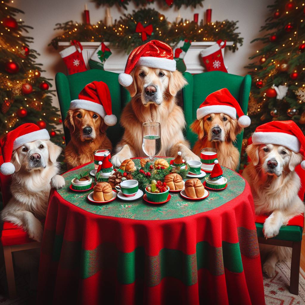 1) Christmas AI Generated Card - I'd like to seen a few dogs having Christmas dinner  (da888)