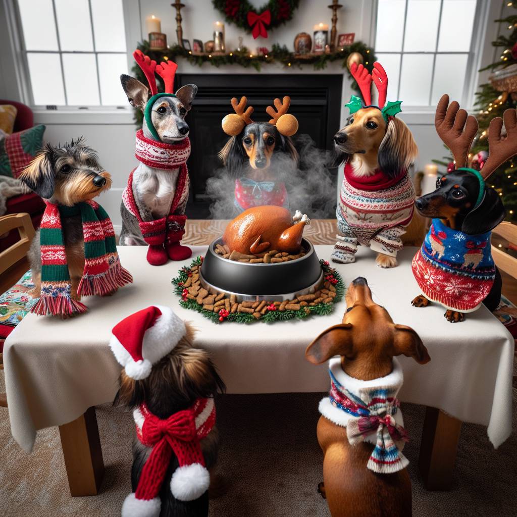 2) Christmas AI Generated Card - I'd like to seen a few dogs having Christmas dinner  (4d9dc)
