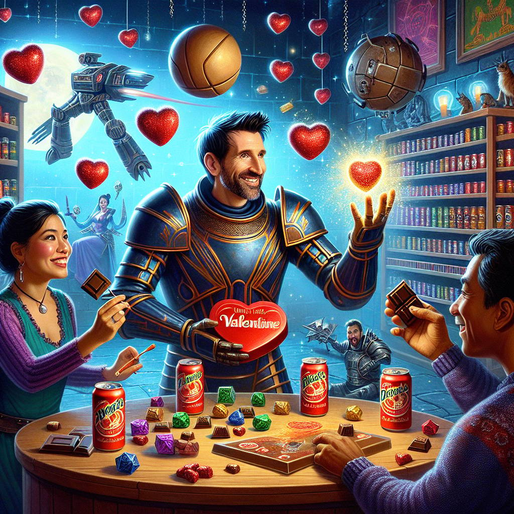 2) Valentines-day AI Generated Card - Football, Dr Who, Chocolate, Energy drinks, Dungeon and Dragons, and Archaeology  (9289e)