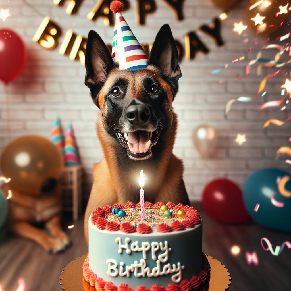 2) Birthday AI Generated Card - Belgian Malinois   (38882)