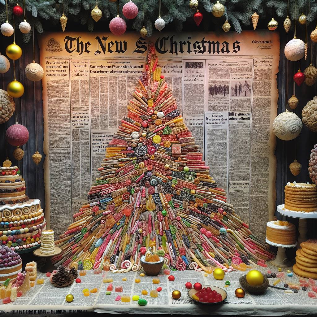 4) Christmas AI Generated Card - Newspaper style, Cakes/sweets, and Ornaments (12aca)