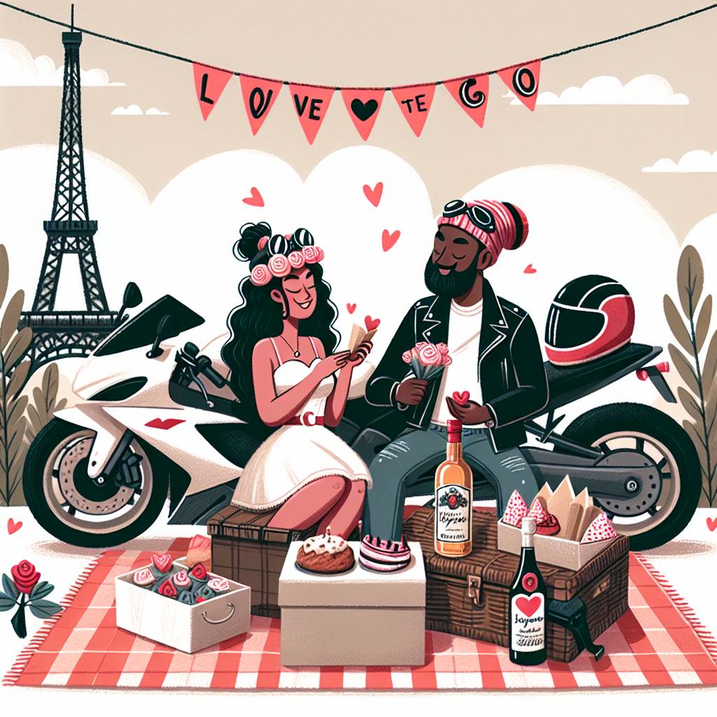 1) Valentines-day AI Generated Card - Motorbikes, Jamesons , Travelling, and Food (6a315)