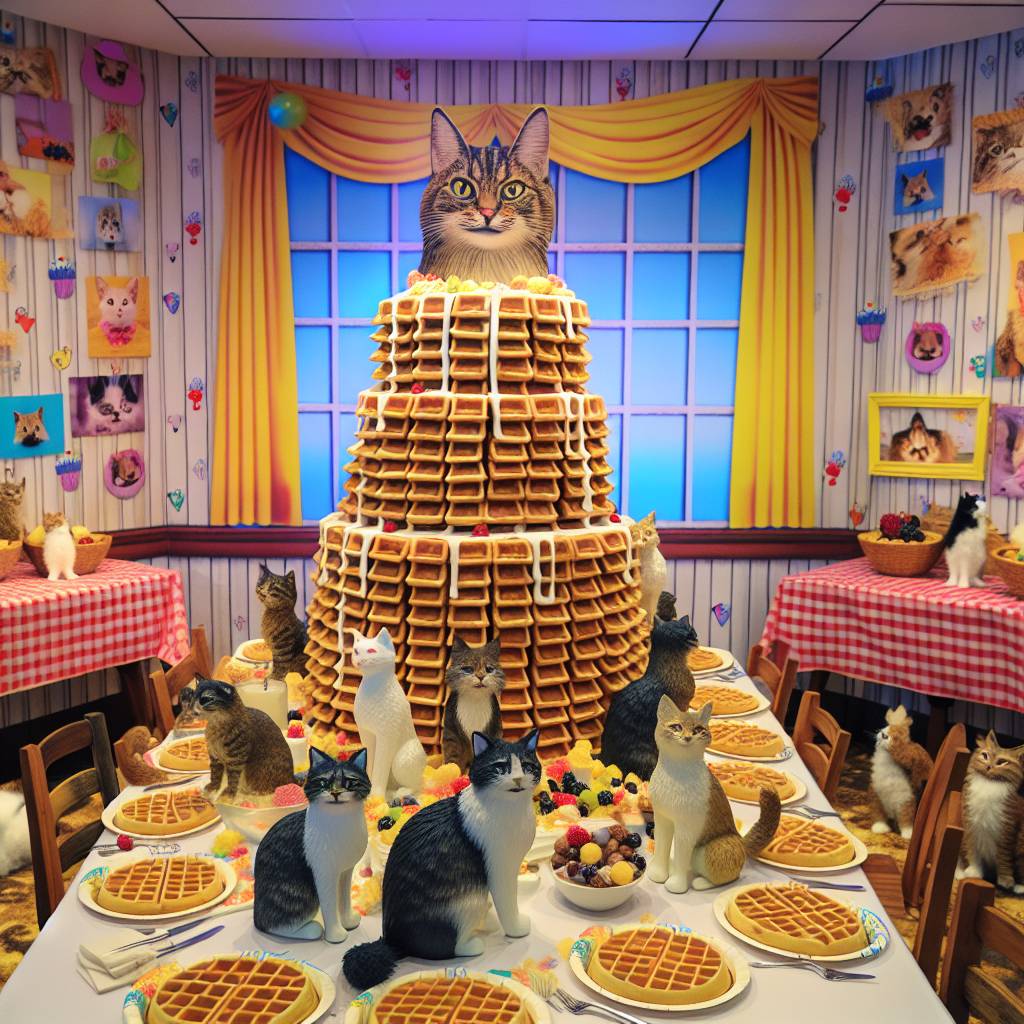 2) Birthday AI Generated Card - Cats, and Waffles (3a8b6)