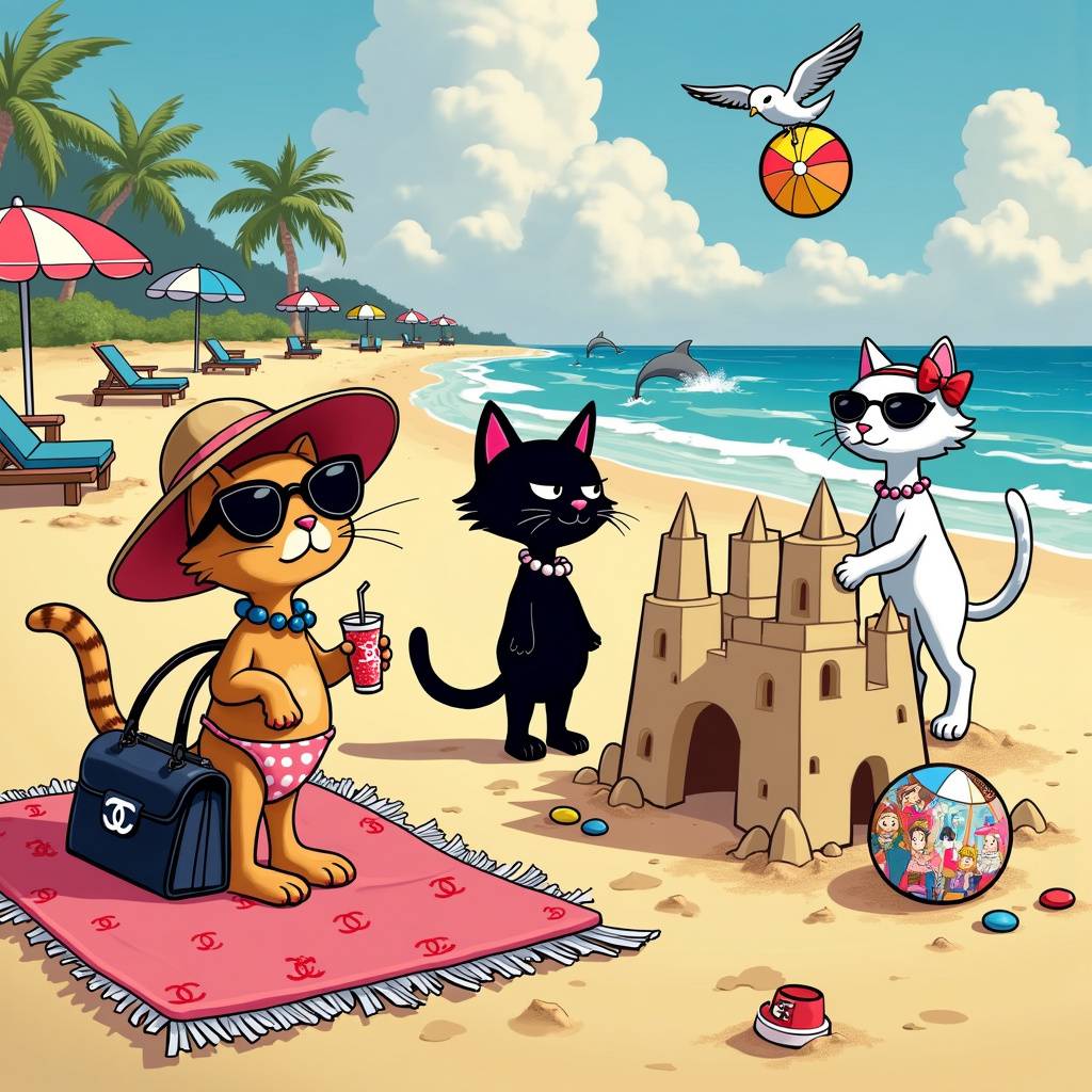 2) Birthday AI Generated Card - chanel hangbags, beach holidays and cats (78cf2)