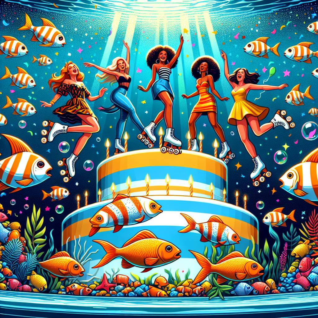 3) Birthday AI Generated Card - Finding Nemo, Women, and Roller skating